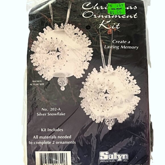 NEW Sulyn Christmas Ornament Kit Silver Snowflakes #202-A Beaded Sequins Vintage - Picture 4 of 4
